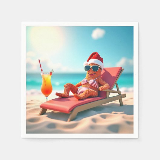 Kerstzeester zonnebaden in een bikini servet (Voorkant)