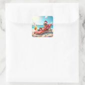 Kerstzeester zonnebaden in een bikini vierkante sticker (Tas)
