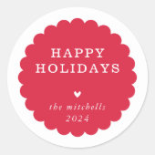 KERSTZEGEL moderne minimale feestelijke plek rood Ronde Sticker (Voorkant)