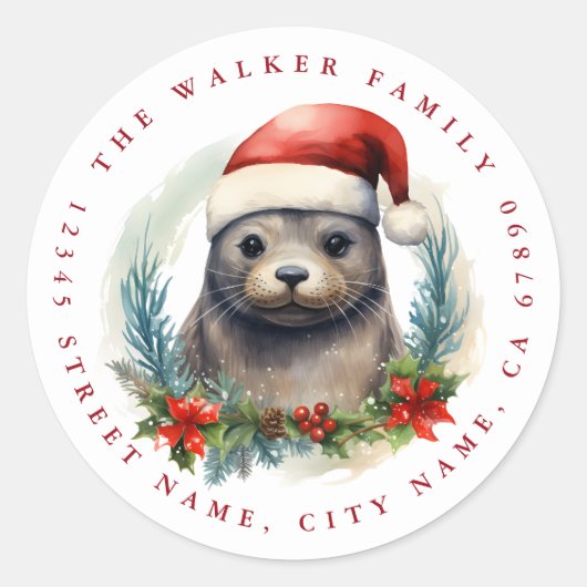Kerstzegel Ronde Stickers (Voorkant)