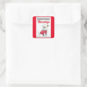 kerstzegels Dog Square Stickers (Tas)