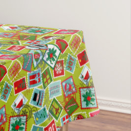 Kerstzegels met kerst tafelkleed