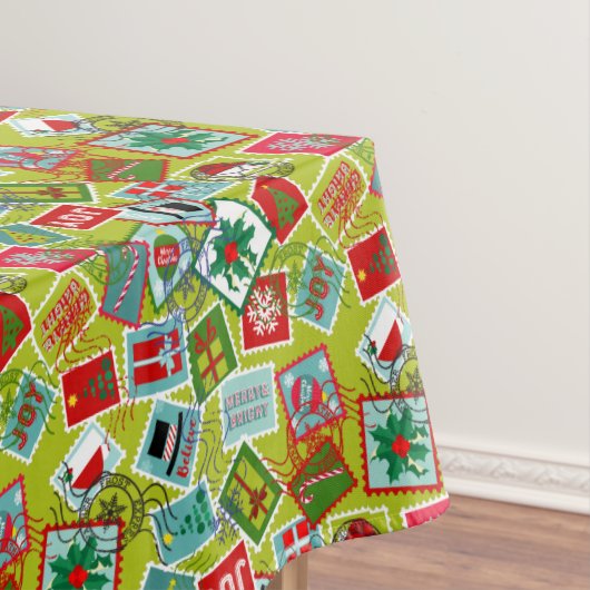 Kerstzegels met kerst tafelkleed (Voorbeeld)