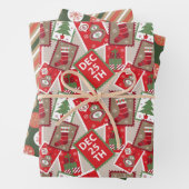 kerstzegels Ornamenten Verpakkingspapier Reeks 3 Inpakpapier Vel (In situ)