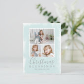 kerstzegels pastel groene foto collage feestdagenkaart (Staand voorkant)