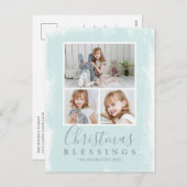 kerstzegels pastel groene foto collage feestdagenkaart (Voorkant / Achterkant)