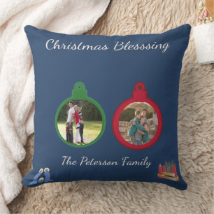 Kerstzegen 2 Foto Ornament Familie Accent Kussen