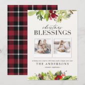 Kerstzegen multi foto plaid en gebladerte feestdagenkaart (Voorkant / Achterkant)