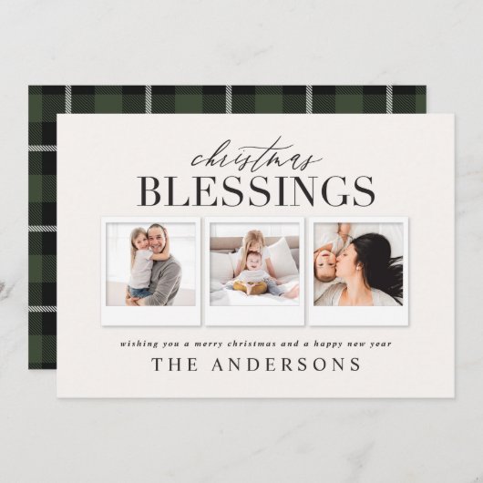 Kerstzegen multi foto plaid feestdagenkaart (Voorkant / Achterkant)