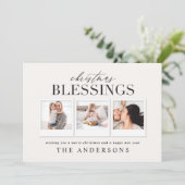 Kerstzegen multi foto plaid feestdagenkaart (Staand voorkant)