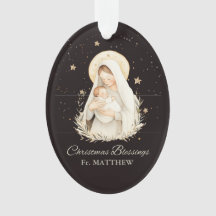 Kerstzegen Priester Madonna Kind Zwart