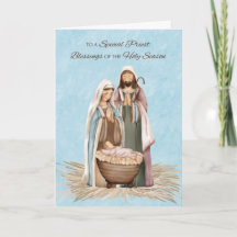 Kerstzegen van priester Bedankt Kerststal
