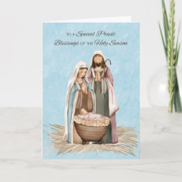 Kerstzegen van priester Bedankt Kerststal Kaart