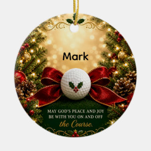Kerstzegen voor golfers keramisch ornament