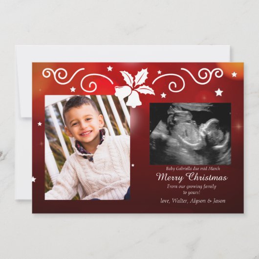 Kerstzegening Foto Zwangerschap Aankondiging (Voorkant)