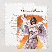 kerstzegeningen. Afrikaanse Amerikaanse engel Feestdagenkaart (Voorkant / Achterkant)