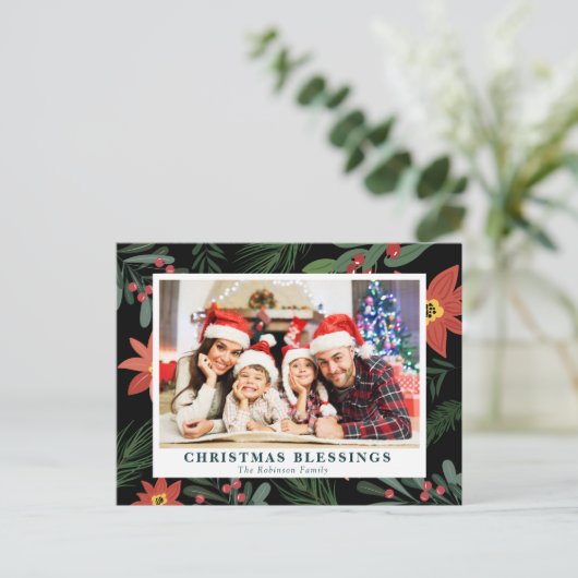 KERSTZEGENINGEN | bloemenkerst Briefkaart (Staand voorkant)