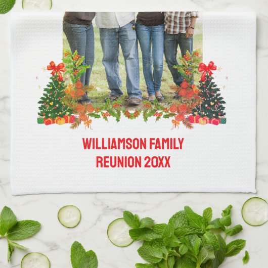 KERSTZEGENINGEN Familie Reünie Souvenir Theedoek (Gevouwen)