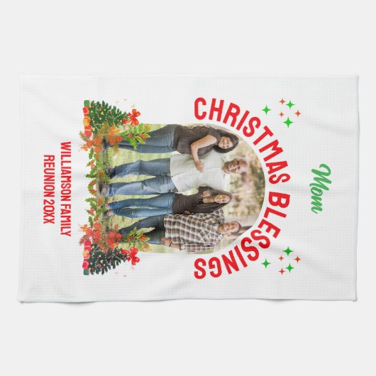 KERSTZEGENINGEN Familie Reünie Souvenir Theedoek (Horizontaal)