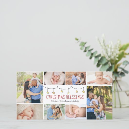 kerstzegeningen | Fotocollage | Feestdagenkaart (Staand voorkant)