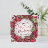 Kerstzegeningen Kaart met Holly Krans (Staand voorkant)