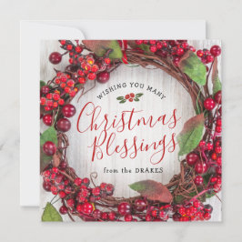Kerstzegeningen Kaart met Holly Krans