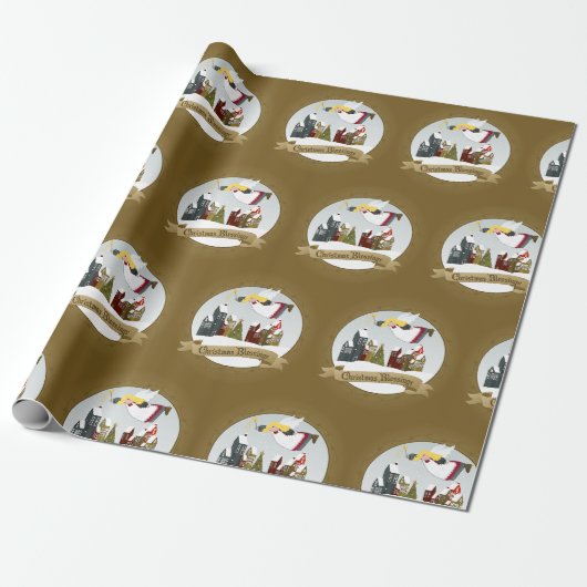 kerstzegeningen - kerstangel cadeaupapier (Uitgerold)