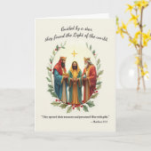 Kerstzegeningen met de Wijze Mannen Schrift Kaart (Gele Bloem)