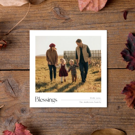 Kerstzegeningen Minimalistische Familiefoto Feestdagenkaart