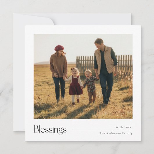 Kerstzegeningen Minimalistische Familiefoto Feestdagenkaart (Voorkant)