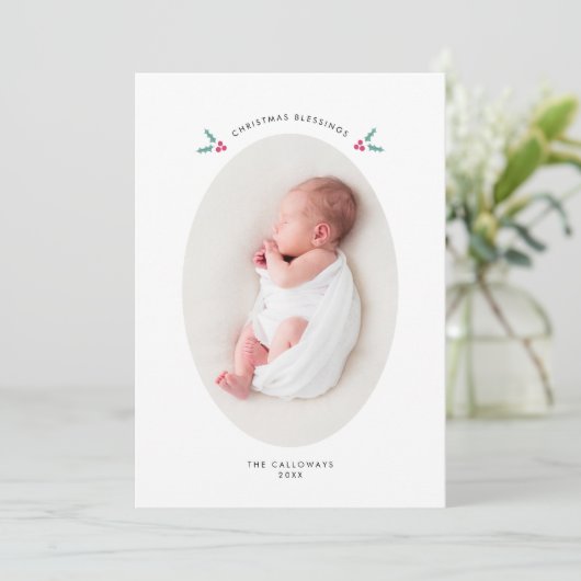 Kerstzegeningen Mistletoe Geboorteaankondiging Aankondiging (Staand voorkant)