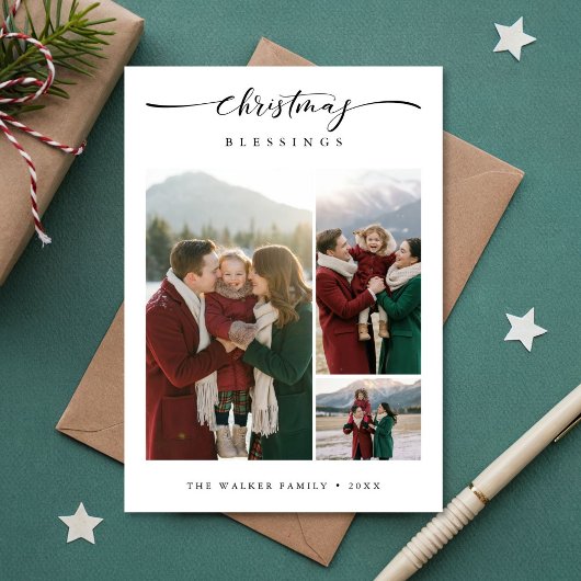 Kerstzegeningen Moderne Familie Foto 3 Foto Feestdagenkaart
