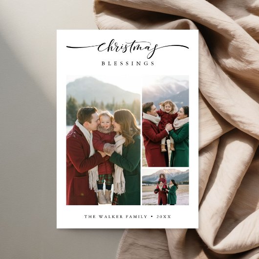 Kerstzegeningen Moderne Familie Foto 3 Foto Feestdagenkaart