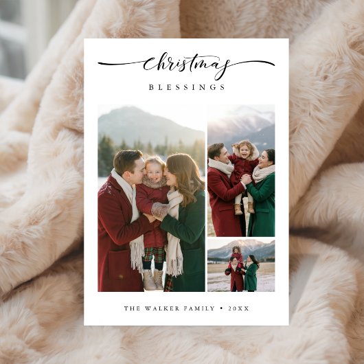 Kerstzegeningen Moderne Familie Foto 3 Foto Feestdagenkaart