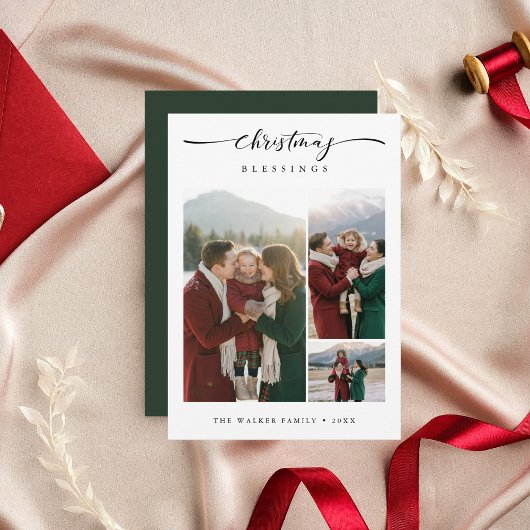 Kerstzegeningen Moderne Familie Foto 3 Foto Feestdagenkaart