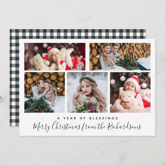 Kerstzegeningen | Multi Photo Grid Feestdagenkaart (Voorkant / Achterkant)