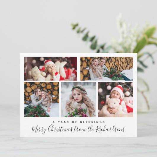 Kerstzegeningen | Multi Photo Grid Feestdagenkaart (Staand voorkant)