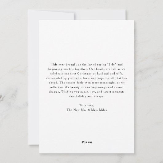 Kerstzegeningen Pas getrouwd Bestemmingsfoto Feestdagenkaart (Achterkant)