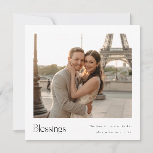 Kerstzegeningen Pas getrouwd Elegant Destination Feestdagenkaart (Voorkant)