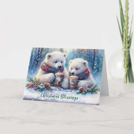 Kerstzegeningen Polar Beer Bijbelvers Feestdagen Kaart (Voorkant)