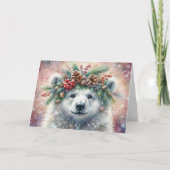 Kerstzegeningen Polar Beer & Holly Christelijk Feestdagen Kaart (Voorkant)