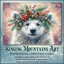 Kerstzegeningen Polar Beer & Holly Christelijk Feestdagen Kaart