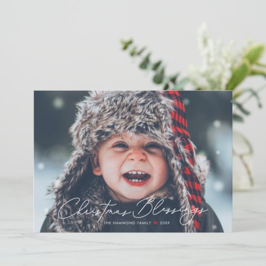 Kerstzegeningen Religieuze Kerstkaarten met Foto (Staand voorkant)