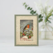 Kerstzegeningen Robin  voortplanting Briefkaart (Staand voorkant)