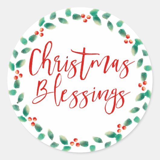 Kerstzegeningen Rode en Groene Envelopzegels Ronde Sticker (Voorkant)