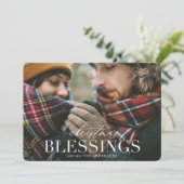 Kerstzegeningen rode plaid fotokaart feestdagenkaart (Staand voorkant)
