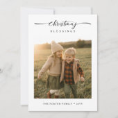 Kerstzegeningen rustieke moderne familiefoto feestdagenkaart (Voorkant)