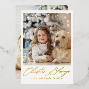 Kerstzegeningen twee foto's folie uitnodiging