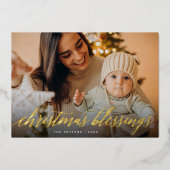 Kerstzegeningen Volledige Foto Folie Feestdagenkaart (Voorkant)
