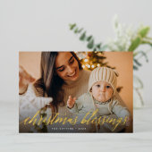 Kerstzegeningen Volledige Foto Folie Feestdagenkaart (Staand Voorkant)